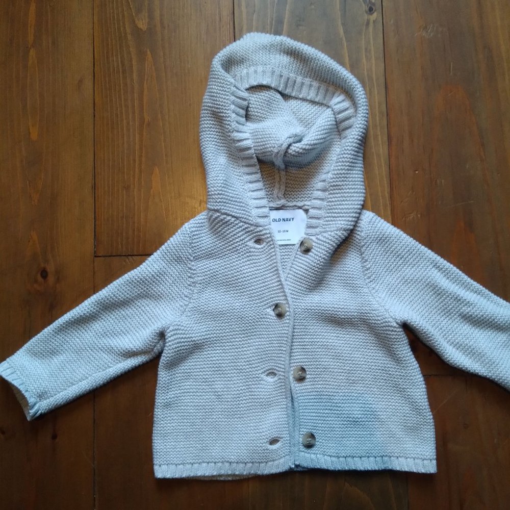 Old Navy Grey Sweater/Cardigan Hoodie 12-18 Months EUC